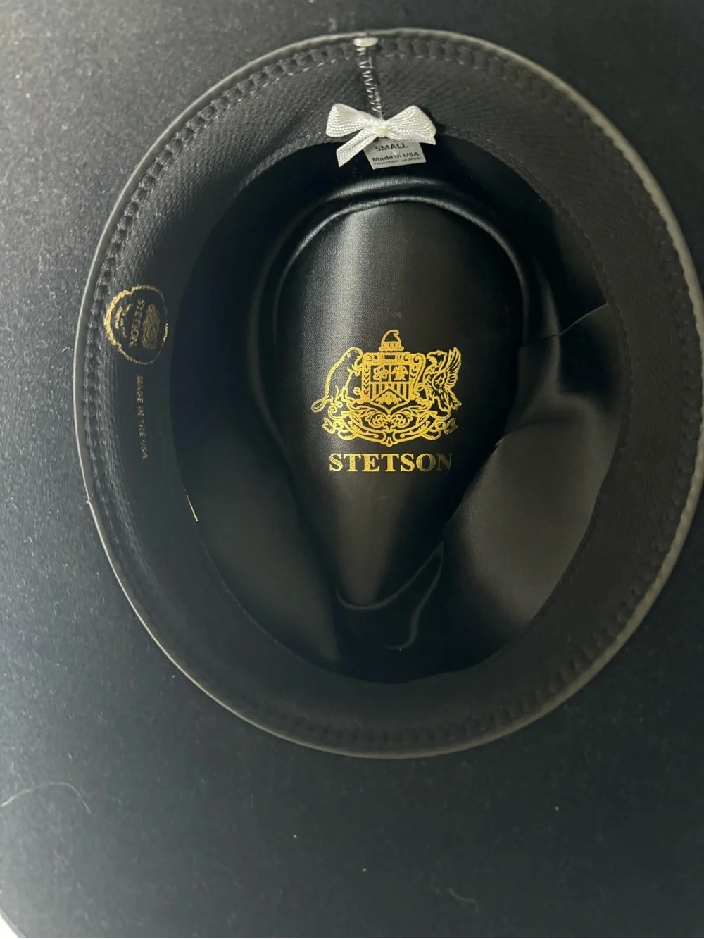 Stetson Black Felt Fedora with Gold Crest Interior